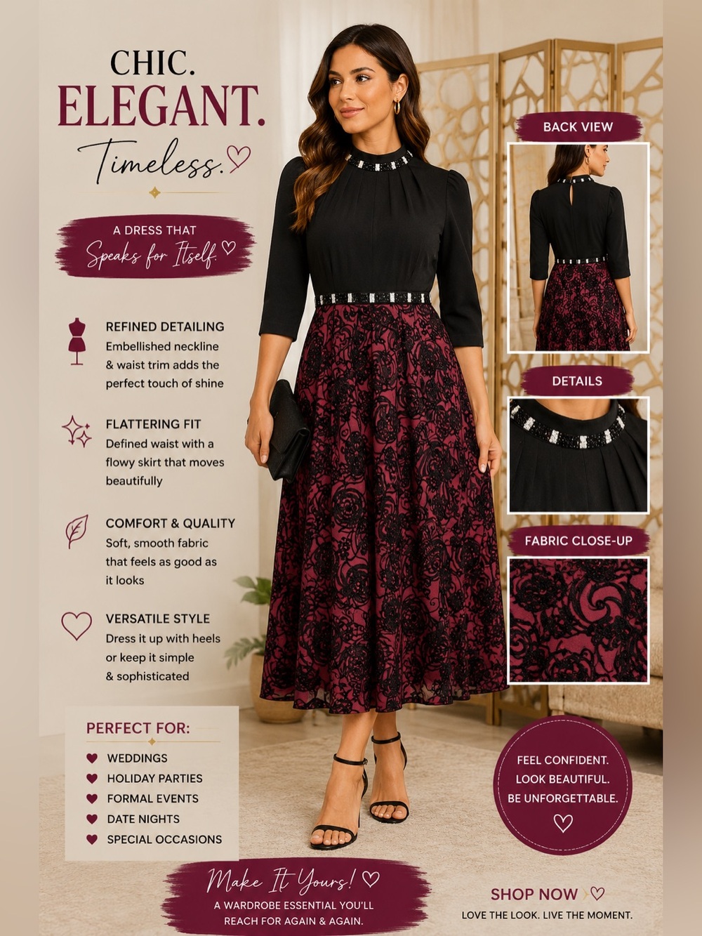 Topcapy Dress Style #5710 Embellished Velvet Floral Maxi Dress Made In Turkey